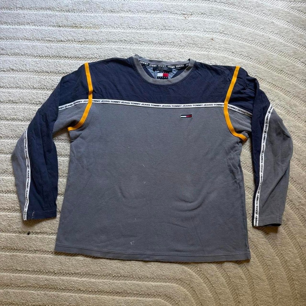 VTG Y2K Tommy Jeans long-sleeve colorblock shirt size xl punk skater